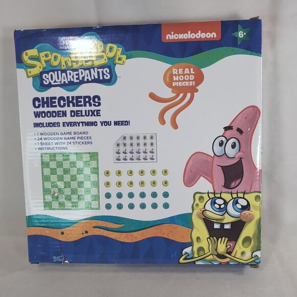 Spongebob Squarepants Checkers Wooden Deluxe Nickelodeon NEW Board Game CTSB2231 - Picture 4 of 8